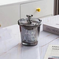 不同凡響 2024新款帶蓋菸灰缸 ins風時尚個性客廳漏斗式菸灰缸裝飾品 男生禮物 父親節禮物, H小熊菸灰英文, 1個