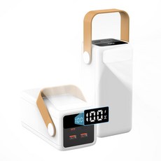 PIUJJA 대용량 고속충전 PD 22.5W QC 3.0 LED조명 차박용 멀티단자 캠핑용 보조배터리 50000mAh, 화이트 화이트