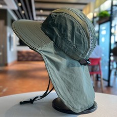 戶外速乾透氣登山帽 男女遮陽帽 大簷護脖防曬帽 騎車遮臉太陽帽子, 卡其（基礎披肩款）,M （55-59厘米）