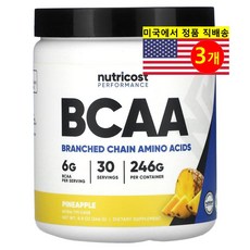 Nutricost 운동능력 BCAA 분지 사슬 아미노산 파인애플 맛, 246g, 3개