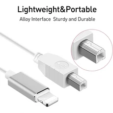 MIDI USB B-iPhone iPad IOS 인터페이스 전자 피아노 드럼 용 OTG 데이터 케이블 전기 키보드 커넥터, 01 WHITE, 01 WHITE