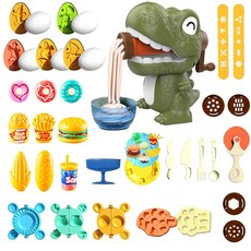 만 2-8세 아동용 반죽 세트 공룡 누들 메이커 장난감 공룡 플레이도 세트 누들 쿠키 만들기용 플레이도 공룡 세트 남아 및 여아용 생일, 만 2-8세 아동용 반죽 세트, 공룡 누들 메이커 장난