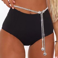 리본 큐빅 벨트 큐빅 체인 패션 체인 벨티드 바디 체인녀 Waist chain