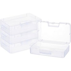 4개 투명 사각케이스 미니 소품정리함 플라스틱 액세서리 보관함 문구 수납함 16x9x4cm, 분명한