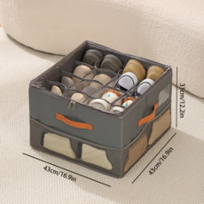 Vsyoy 접이식 신발 보관함 투명 슈케이스, 1개, 그레이