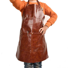 頭層瘋馬皮工作圍裙, 紅棕小孩款