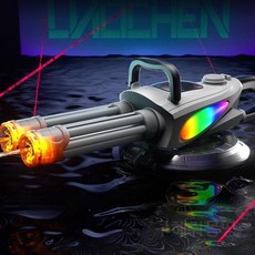 전동 개틀링 LED 물총 원터건 워터건 대용량 블랙, 배터리1, 1개, A. 그레이(라이트리스)