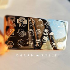 네일 템플릿 만화 캐릭터 스탬핑 플레이트 프렌치 라인 기하학 꽃 잎 동물 이미지 스테인레스 스틸 아트 스텐실, 옵션29) CJT-076, 1개