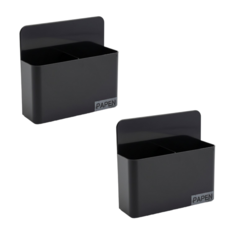 파펜 플라스틱 마그네틱 자석 냉장고 현관 다용도 선반, 2개, 블랙