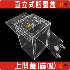 廣品 壓克力直立式飼養盒 爬蟲箱 螳螂飼養箱 上開蓋磁吸, 1個, 15x15x25cm