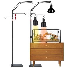 DXOPIEX 파충류 열 램프 스탠드 조명 스탠드(17.7인치~89.6인치) 360 조절 가능한 스윙 암 수염 용 거북이 뱀 및 도마뱀 테라리움을 위한 브래킷 후크 2개가