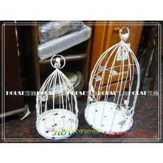 House傢飾 zakka 洗白作舊鄉村風小鳥鳥籠造型花架 (2個一組) - 掀蓋式