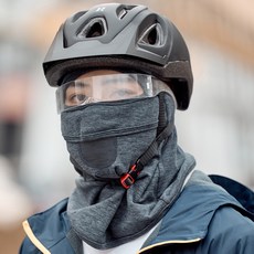 保暖頭套 加絨防寒面罩 騎行圍脖, 1個, 深灰