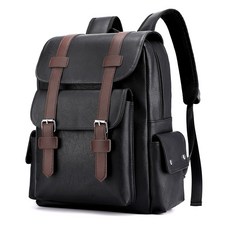 가죽 남자 소년 남성 블랙 Mochilas 청소년 노트북 배낭 Sac Dos 가방 Schoolbag A 대형, Black