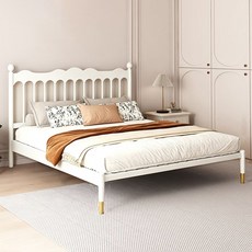 철제 침대 프레임 호텔침대 가정용 튼튼한 내구성 싱글/더블/퀸/킹, 화이트 (A형)