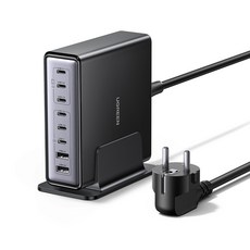 UGREEN 유그린 200W c타입 접지형 충전기 GaN 8포트 멀티 고속 충전기 PD100W 데스크탑 맥북프로16 맥북에어 아이폰 17 16 아이패드 갤럭시S25 호환, Black, 1개