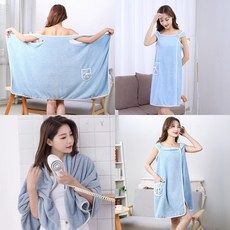 퀵흡수 극세사 숄더 샤워타올가운 골프라운딩 샤워가운 목욕원피스, 2개, 스카이