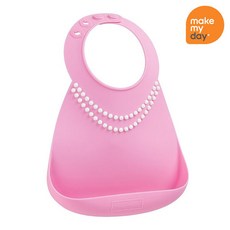 멕마이데이 이유식 실리콘턱받이 자기주도이유식 캐릭터 동물, 핑크, 1개, 1개입