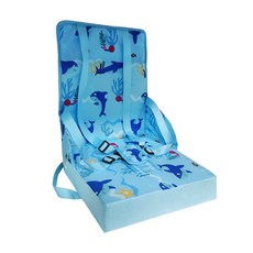 寶寶安全座椅增高椅便攜旅行椅吃飯椅海綿墊摺疊安全座椅跨境專供, 1個, 藍色鯊魚【兒童增高椅墊】C-2205:1個