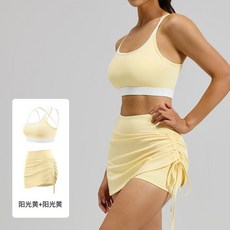 新款抽皺瑜伽服女 健身運動套裝 高強度防震跑步防走光