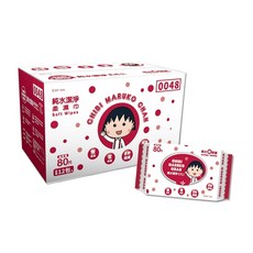櫻桃小丸子 純水超厚柔濕巾 有蓋 80抽/包 箱購, 1個, 箱購/12包