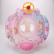 兒童游泳圈 汽車造型方向盤加厚坐圈 適用於嬰幼兒, 方向盤美人魚座圈