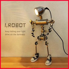 男生禮物 賽博朋克 電腦 桌面 擺件 電競 房間 裝飾 氛圍燈 黑科技感 創意 手辦 機器人, 1個, 基礎款黃光,賽博朋克工業風機器人夜燈擺件