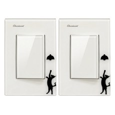 홈코코 화이트 고양이 스위치1구 2개