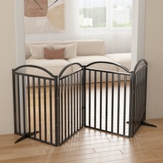 寵物隔離圍欄 便攜折疊式狗狗隔離門寵物圍欄寵物安全防護圍欄廠 家用柵欄 狗圍欄 圍欄 寵物圍欄, 1個, 黑色-4片