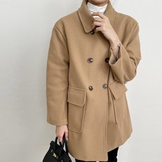마이시즌 여성용 더블 버튼 모직 코트