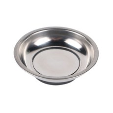 不鏽鋼磁性零件盤，強力磁鐵吸附，汽車維修零件收納盤，防刮傷橡膠底座, 維修磁吸式盤, 小圓, 通用型