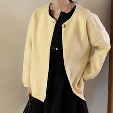 엔젤핏 원버튼 오버핏 라운드 니트 가디건