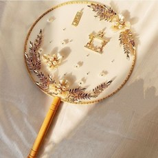 DIU 手捧花中國新娘婚禮秀禾服扇古風團扇成品結婚中式喜扇秀, 1個, 良緣永結:材料包