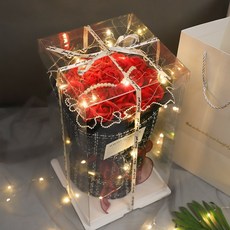 꽃다발 사넬향 선물세트, 붉은 장미 부케( LED불+선물박스 포함), 1개