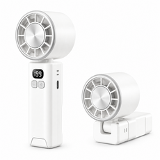 手持風扇 三合一折疊風扇 5檔風量 屏顯電量 Type-C, 白色+4小時定時關機, F15