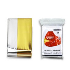 WARMTIME 戶外應急保暖毯，銀金雙色，輕巧便攜，多功能用途，戶外探險必備, 金銀雙面, 1個
