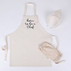 Boansys 兒童小學巴黎風帆布圍裙連帽斗篷套組 [Chef]