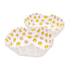 스마일 꽃 PET코팅 반찬컵 머핀컵(타원형) SMILE, 1개, 대 80x50,300p