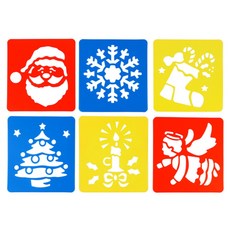 어린이 미술활동 그림꾸미기 스텐실판 6종 미술키트 꾸미기놀이 도안찍기 스텐실도안, 2세트, 크리스마스