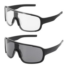 HARFINGTON 2피스 스포츠 선글라스 사이클링 편광 남성용 산악 자전거 운전 낚시 달리기 화이트 & 블랙 프레임 그라데이션 그레이 투명 193731, 2, 블랙 프레임 클리어 & 그레이