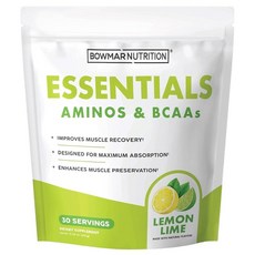 BOWMAR NUTRITION Essentials 아미노 및 BCAAs 파우더 30회 분량 99% 흡수율 (레몬 라임), BOW 보우MAR NUTRITION 온 Essentia, 1개