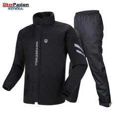 호환 방수 레인코트 빛 반사 불투과성 슬림 콤비네이션 드 플루이 리젠 안즈그 모토라드, [02] Black Rainsuit, 02 Black Rauit_02 M