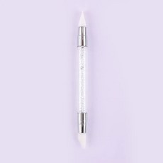 듀얼 엔드 실리콘 네일 아트 조각 펜 브러시 거울 글리터 파우더 도트 페인팅 매니큐어 도구, White, 1개