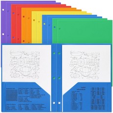 Yeaqee 포켓이 있는 플라스틱 폴더 72개 벌크 3홀 펀치 2포켓 파일 폴더 3링 바인더 디바이더 폴더 노트북용 사무실 가정용 내구성 있는 폴리(옐로우), 12, 세련된 색상