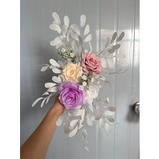 인조 초승달 꽃줄 장식 웨딩 배경 실크 가랜드 생일 파티, 1개, 3. Purple White A. 1PC