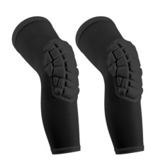 KRIYNAA 농구 무릎 패드 청소년 및 성인용 압박 다리 커버 레슬링 축구 배구 피클볼 역도 패드 화이트 롱 1개 XS 192997, 롱 블랙 2