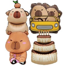 이벤트홀릭 카피바라 생일 풍선 4종 세트, 1개, B.카피바라 생일풍선(4종)