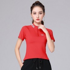 楊麗萍廣場舞服裝新款套裝春鞦長袖運動加絨曳步舞速幹曳步舞蹈服, 大紅短袖上衣,XL