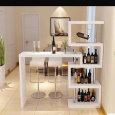 바 테이블 공간활용 ㄱ자 식탁 미니홈바 와인 진열대