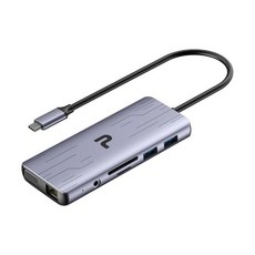 POLYWELL Type-C 九合一多功能集線器 HUB 100W PD快充 10G高速傳輸 HDMI SD讀卡 台灣現貨, 圖片色, 1個